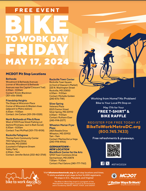 Washington Region’s Annual ‘Bike to Work Day’ Will Ride on Friday, May 17