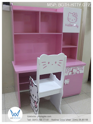 Bộ bàn ghế tiểu học Hello Kitty và nơ xinh BGTH-KITTY.012