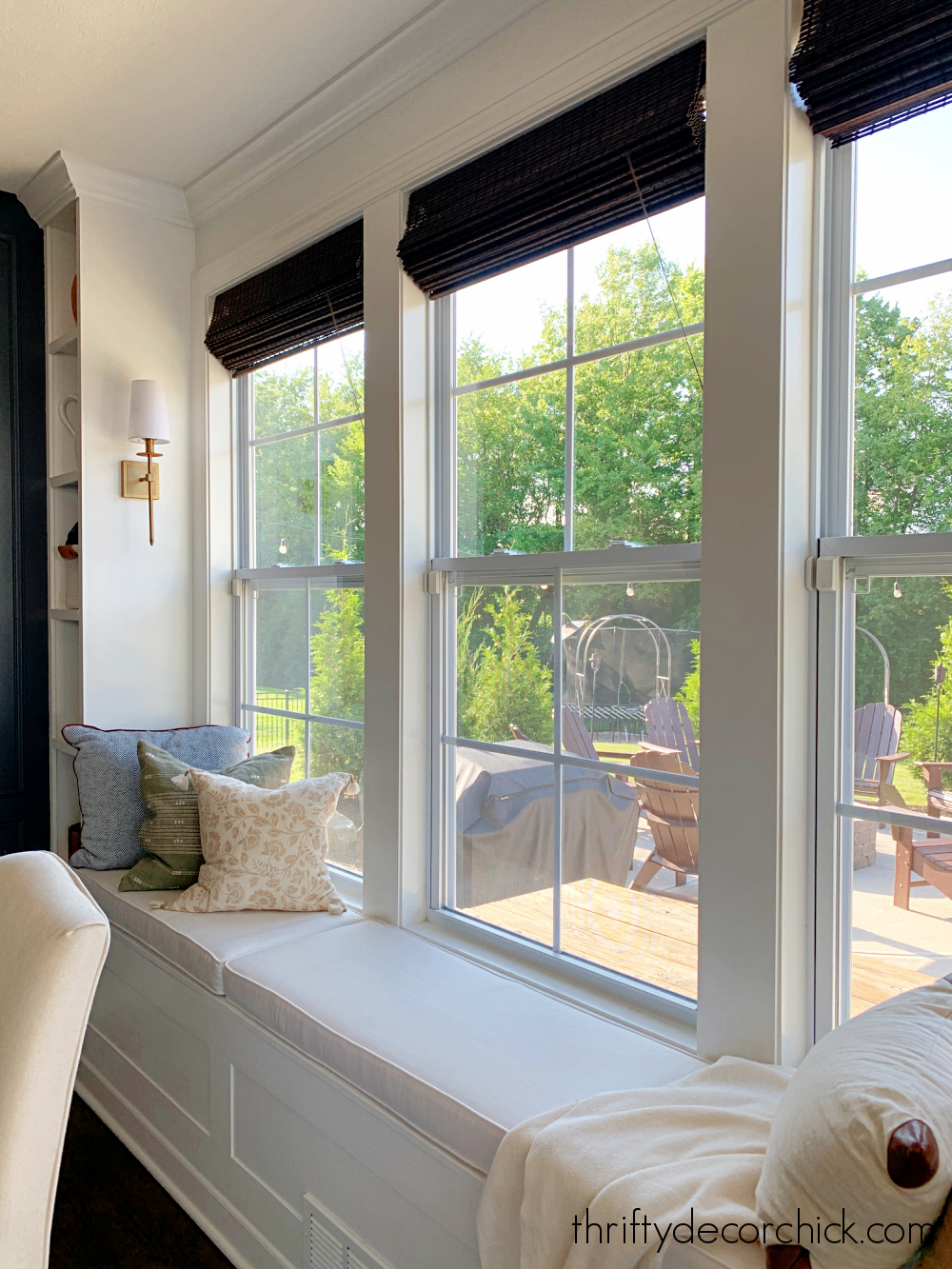 window seat with bamboo shades