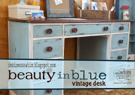 Duck Egg Blue Desk Makeover from Denise on a Whim