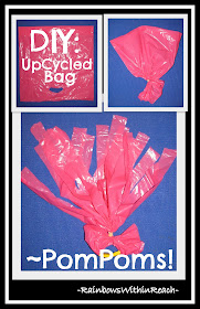 DIY PomPom shakers from UPcycled plastic bags