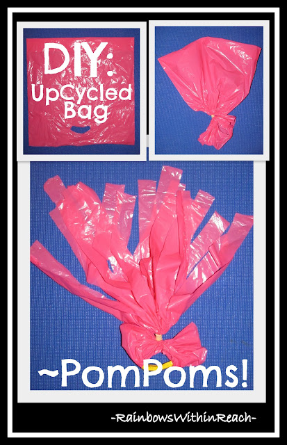 DIY PomPom shakers from UPcycled plastic bags