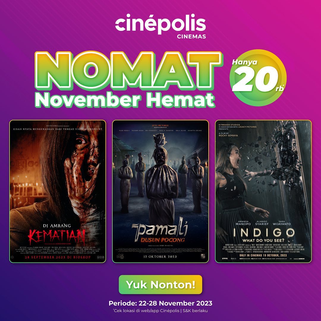 Promo CINEPOLIS NOVEMBER HEMAT TIKET NONTON CUMA RP. 20RIBUAN