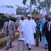 President Mohammadu Buhari prays at the Aso villa Mosque today