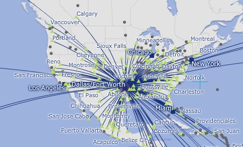 American+eagle+airlines+route+map