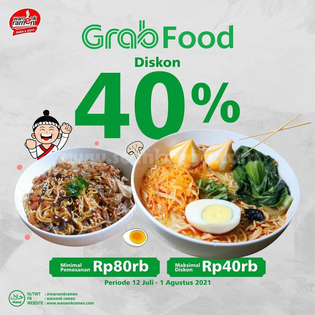 Promo Waroenk Ramen Diskon 40% khusus pemesanan via Grabfood