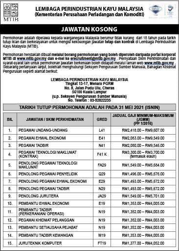 Jawatan Kosong Lembaga Perindustrian Kayu Malaysia 2021