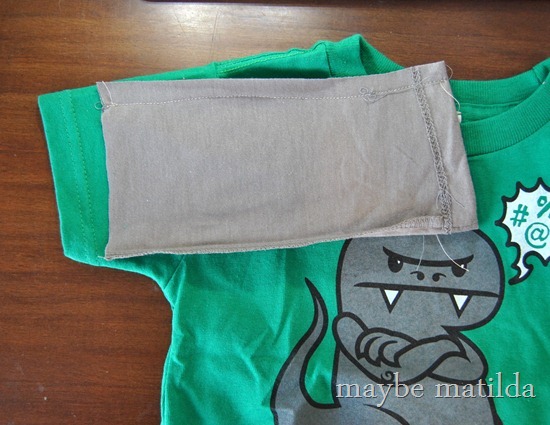 Sewing long sleeve into short-sleeved top