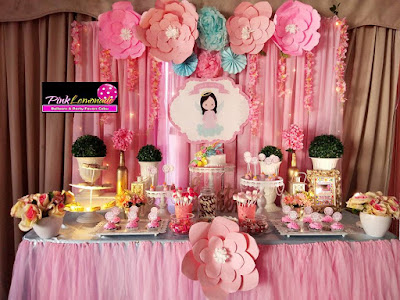 Flower / Light Pink Christening Dessert Buffet
