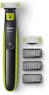 Philips QP2526/10 OneBlade Hybrid Trimmer and Shaver with 3 Trimming Combs and extra blade (Lime Green)