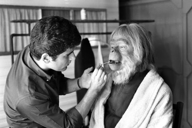 Fotografías del proceso de maquillaje de El planeta de los simios