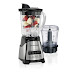  12 Function Blender and Chopper with Mess-Free 40oz Glass Jar, 700W, Black and Stainless, 58149