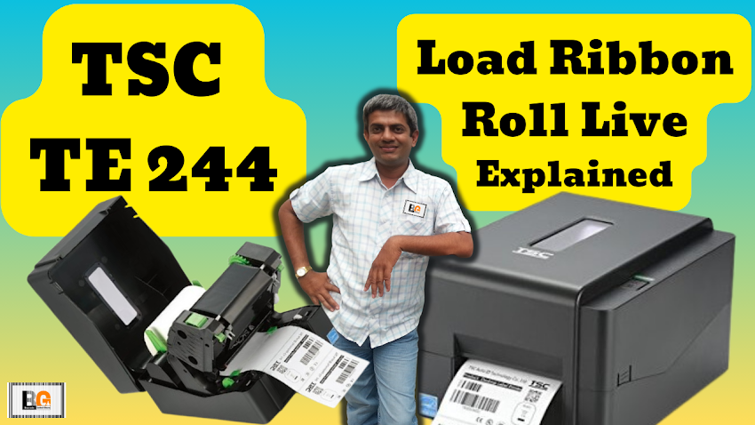 TSC TE 244 Barcode Label Printer Loading Ribbon Roll Live Explained