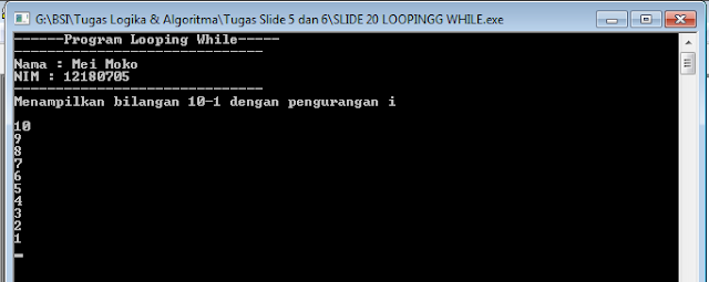  Buatkan contoh algoritma dengan membuat program dan Flowchart untuk struktur looping While