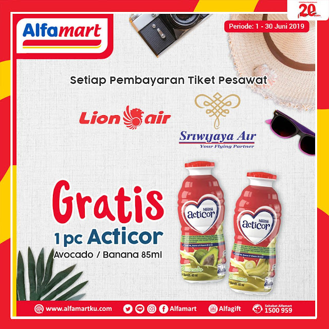 #Alfamart - #Promo Bayar Tiket Pesawat LionAir & Sriwijaya Gratis 1 PC Acticor (s.d 30 Juni 2019)