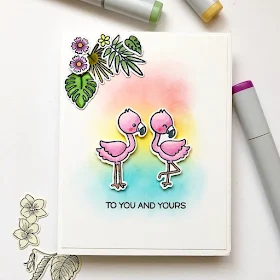 Sunny Studio Stamps: Fabulous Flamingos Customer Card by Olya