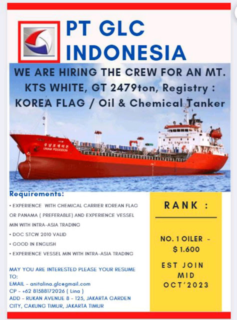 Need Crew for Chemical Carrier Korean and Panama Flag October