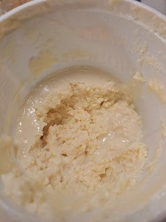 Image shows very thick yogurt in a yogurt container