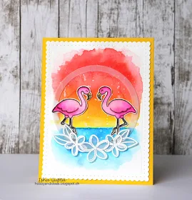 Sunny Studio Stamps: Tropical Paradise Flamingo Summer Card by Isha Gupta.