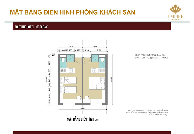 mặt bằng thiết kế phòng mini hotel cocobay đà nẵng