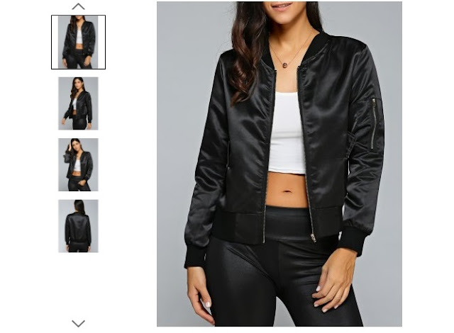 Satin Zip Up Bomber Jacket