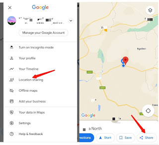 Share location on Maps - phone device