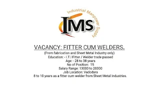 ITI Jobs Vacancy For Position Fitter Cum Welder in Sheet Metal Industries, Vadodara, Gujarat