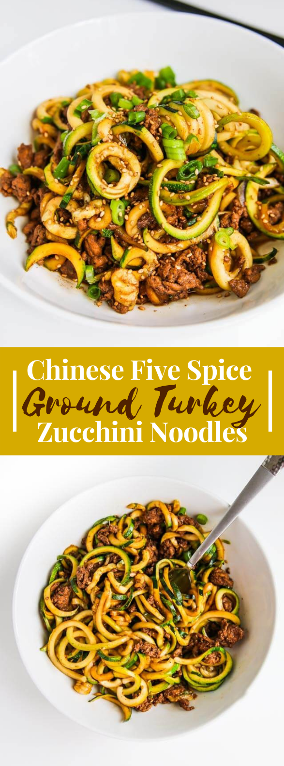 CHINESE FIVE SPICE GROUND TURKEY ZUCCHINI NOODLES RECIPE #lowcarb #healthydinner