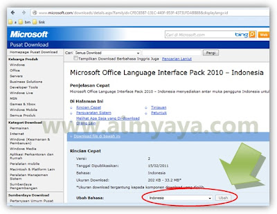  Gambar: Office language dari situs resmi microsoft