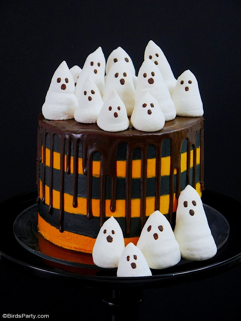 Halloween Chocolate Orange Layer Cake With Meringue Ghosts Party Ideas Party Printables Blog
