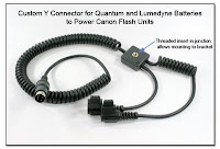 CP1091: Custom Y Connector for Quantum and Lumedyne Batteries to Power Canon Flash Units