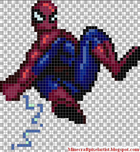 Minecraft Pixel Art Templates and Tutorials: Spider-Man-Minecraft Pixel