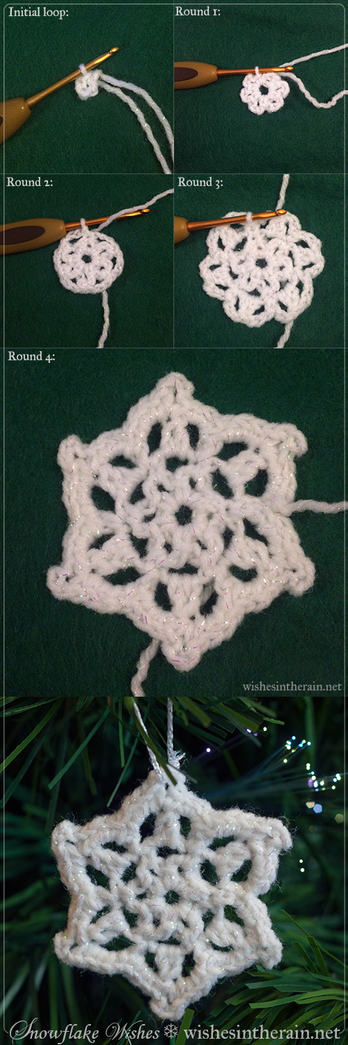 photo instructions for crochet snowflake pattern - www.wishesintherain.net