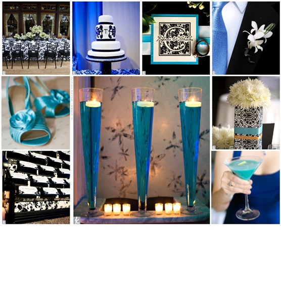Using a black and white damask linen will incorporate both colors