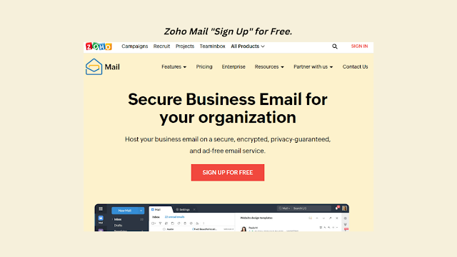 Zoho Mail Sign Up page