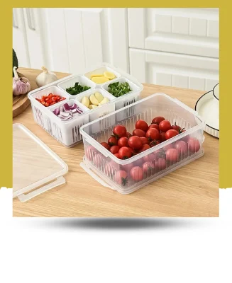 Space-Saving 6-Grid Refrigerator Storage Box for Organized Freshness