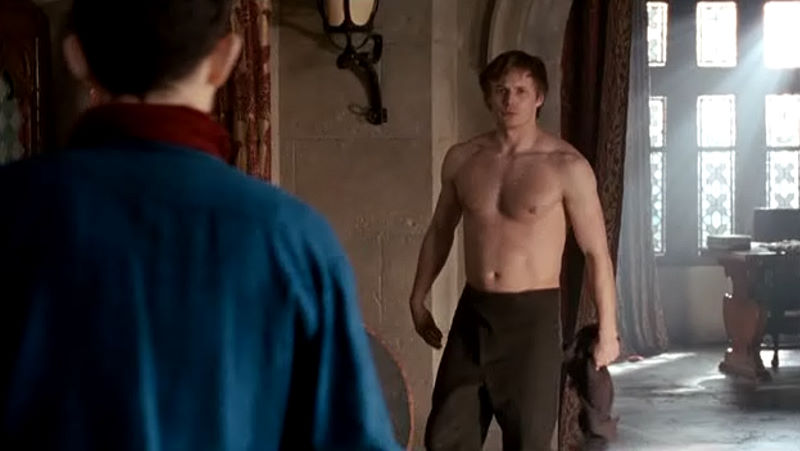 Bradley James Shirtless in Merlin Season 3