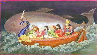 Lord Matasya protecting every one in the boat