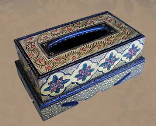 Antique Tissue Box with Batik Decoration