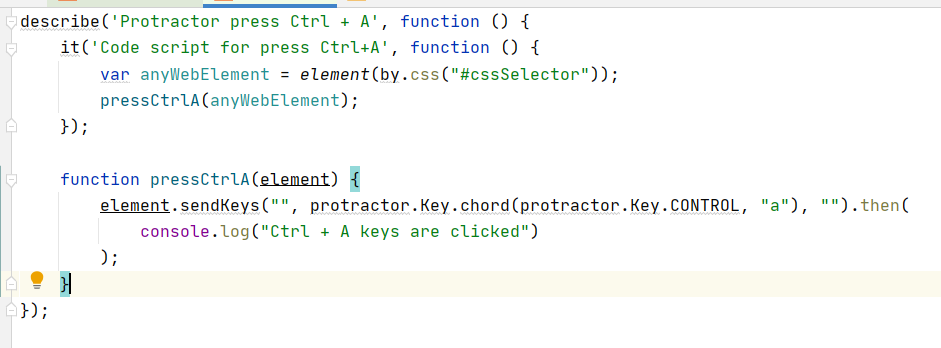 Protractor Press Ctrl + A keys