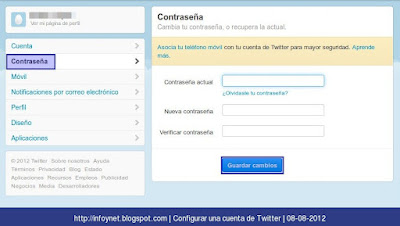 Cambiar la contraseña en Twitter