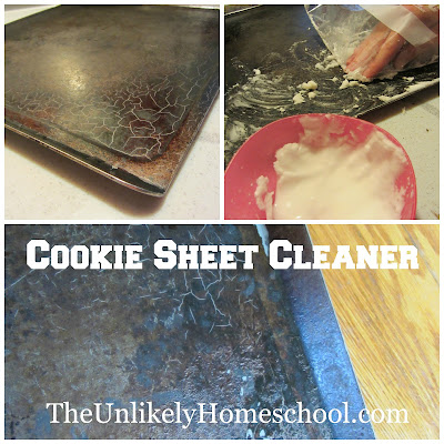Cookie Sheet Cleaner recipe from Pinterest-The Unlikely Homeschool