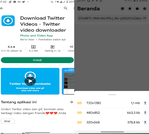 Cara download video Twitter android