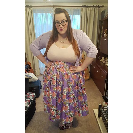 Jenny Skirt in Mary Blair Lips and Roses Print in Lavender