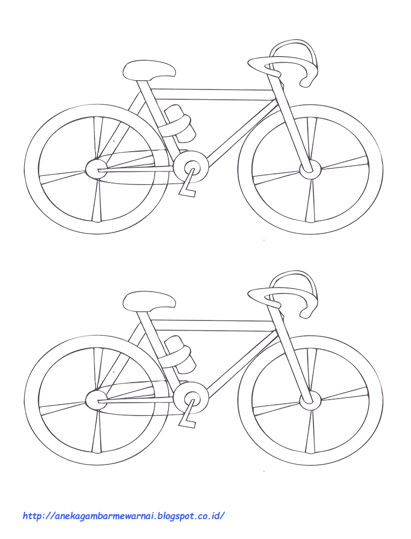  Gambar  Mewarnai Sepeda Untuk Anak PAUD dan TK