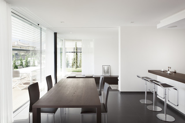 Wooden table in the dining room 