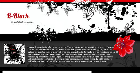 Black Butterfly Flowers Blogger Template