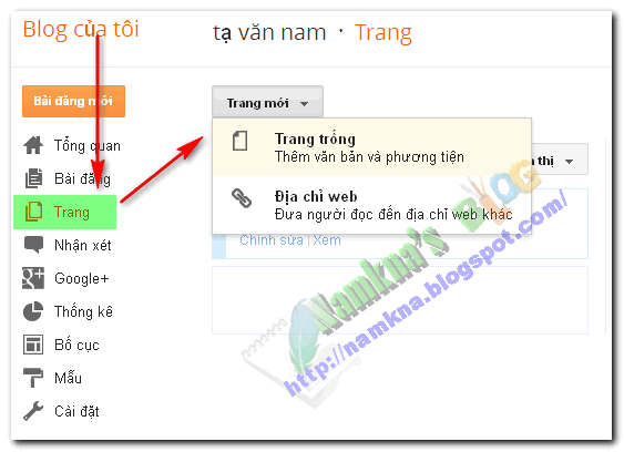 Tạo thêm trang cho blogger - Hướng dẫn tạo thêm trang cho blogspot