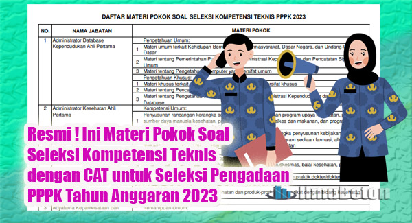 Resmi ! Ini Materi Pokok Soal Seleksi Kompetensi Teknis dengan CAT untuk Seleksi Pengadaan PPPK Tahun Anggaran 2023