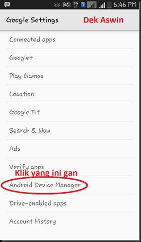 pilih android device manager